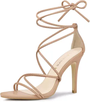 Allegra K Women's Lace Up Heels Strappy Stiletto Heel Sandals