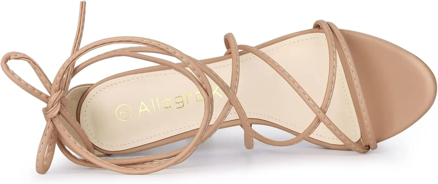 Allegra K Women's Lace Up Heels Strappy Stiletto Heel Sandals