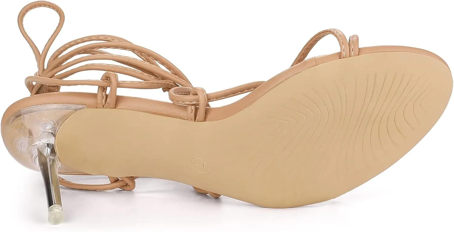 Allegra K Women's Lace Up Heels Strappy Stiletto Heel Sandals