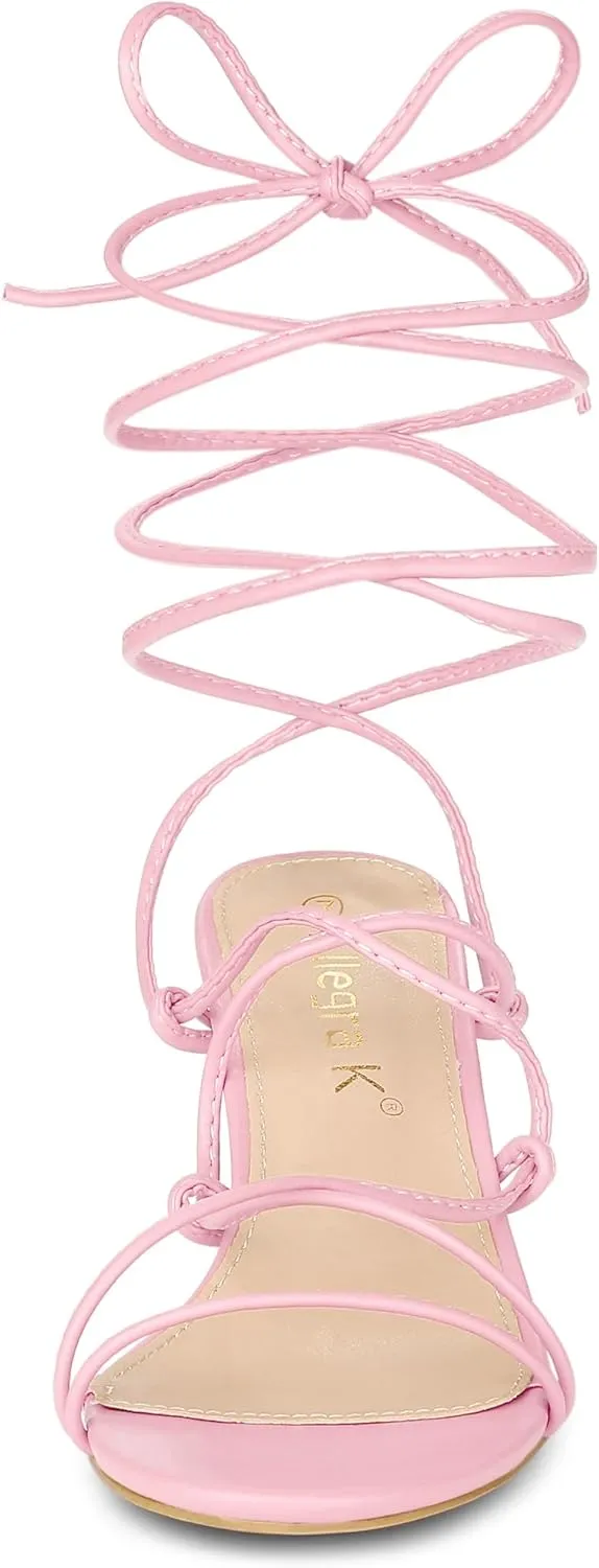 Allegra K Women's Lace Up Heels Strappy Stiletto Heel Sandals