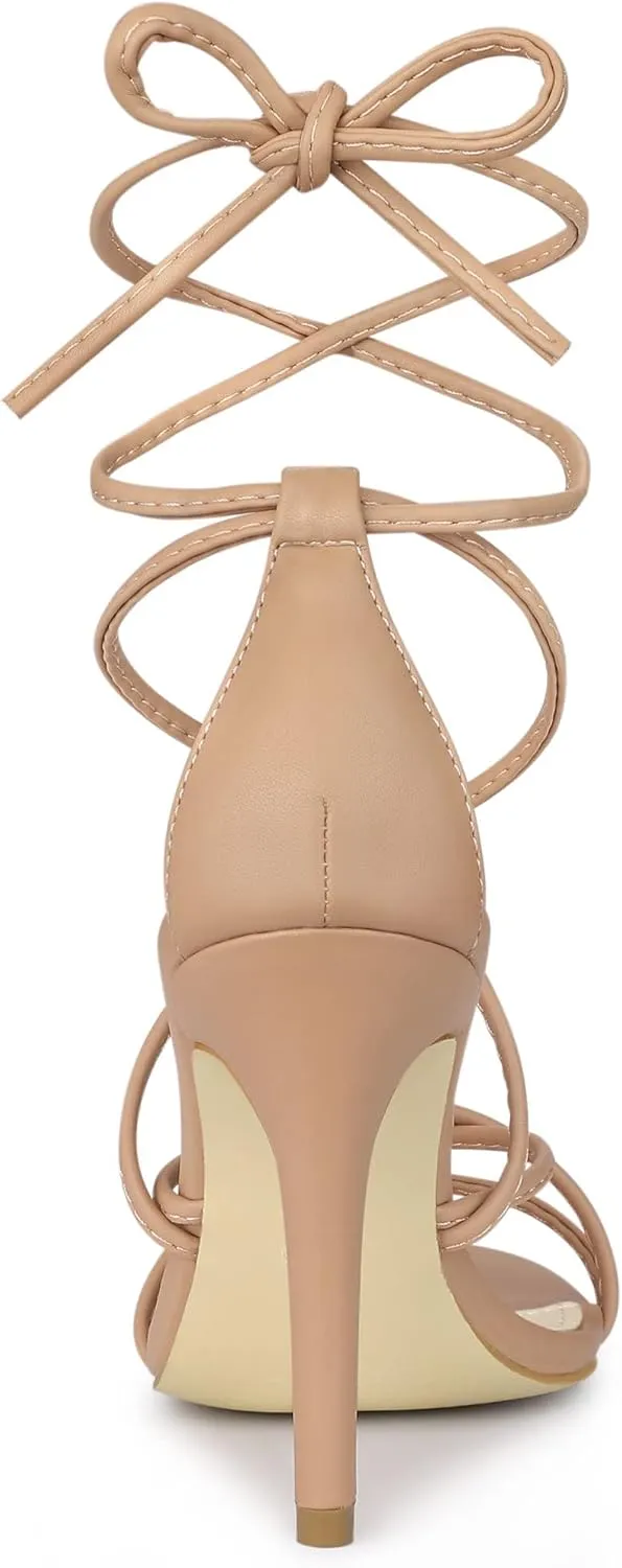 Allegra K Women's Lace Up Heels Strappy Stiletto Heel Sandals