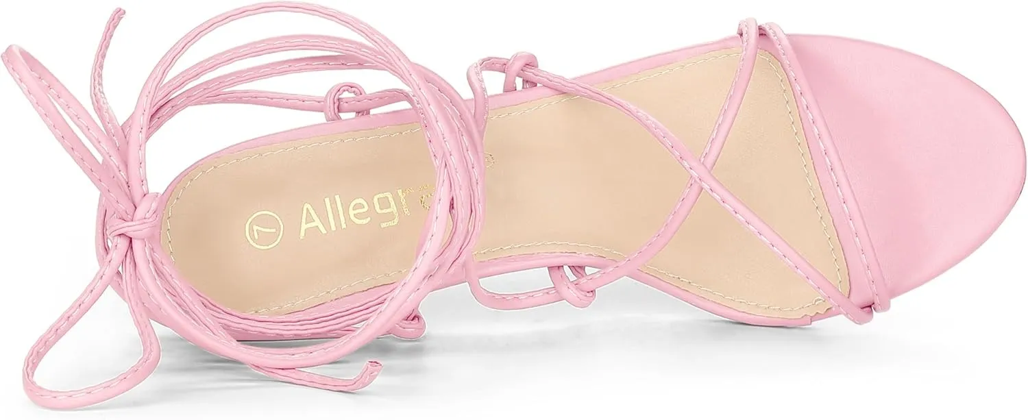 Allegra K Women's Lace Up Heels Strappy Stiletto Heel Sandals