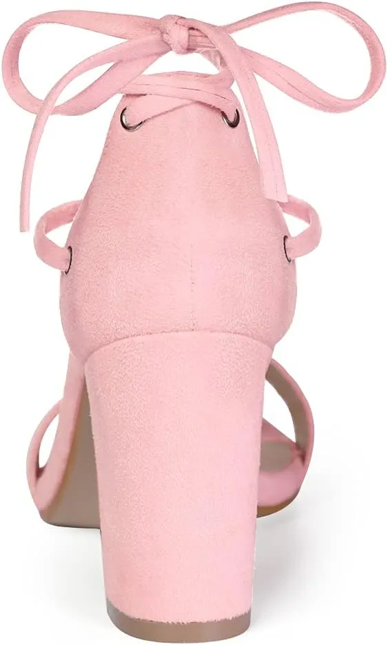 Allegra K Women's Tie Up Strappy Heels Chunky High Heels Sandal