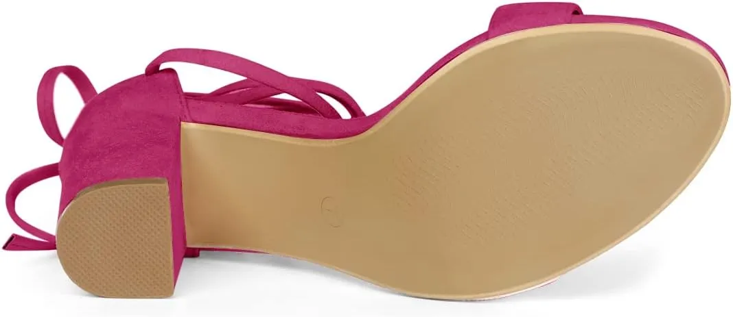 Allegra K Women's Tie Up Strappy Heels Chunky High Heels Sandal