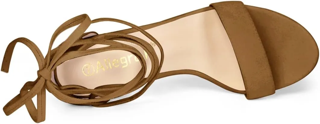 Allegra K Women's Tie Up Strappy Heels Chunky High Heels Sandal