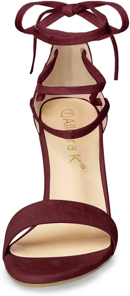 Allegra K Women's Tie Up Strappy Heels Chunky High Heels Sandal