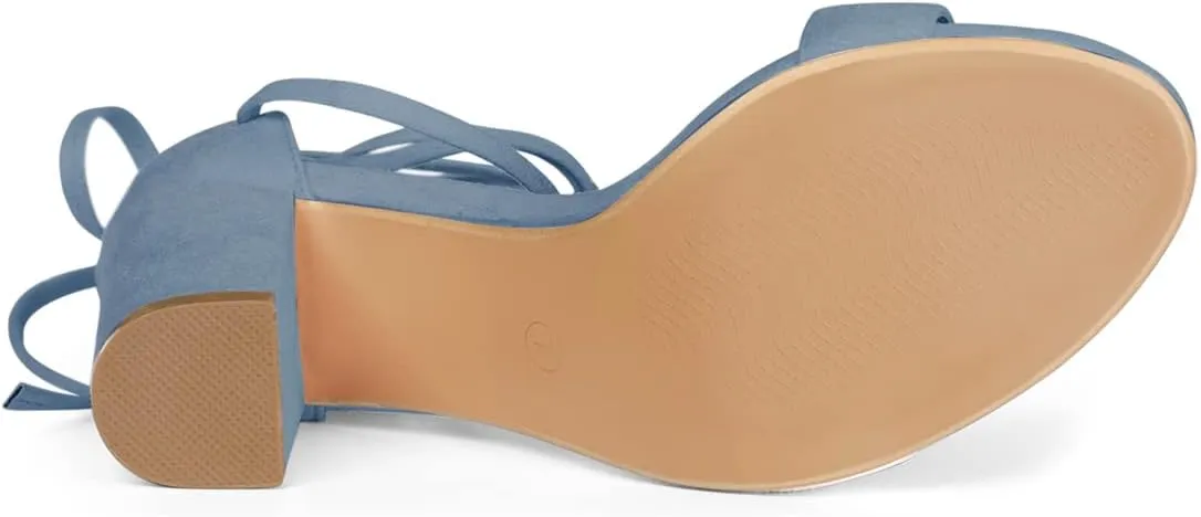 Allegra K Women's Tie Up Strappy Heels Chunky High Heels Sandal