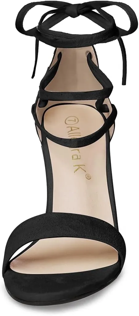 Allegra K Women's Tie Up Strappy Heels Chunky High Heels Sandal