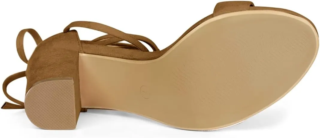 Allegra K Women's Tie Up Strappy Heels Chunky High Heels Sandal