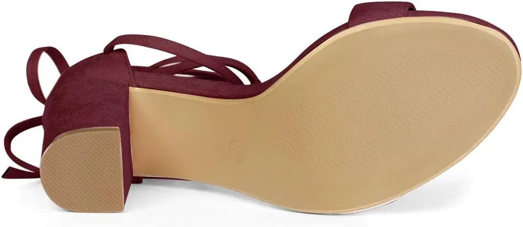 Allegra K Women's Tie Up Strappy Heels Chunky High Heels Sandal