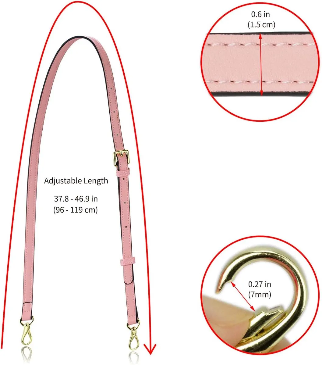 Allzedream Leather Purse Strap Replacement Crossbody Handbag Long Adjustable (Pink)