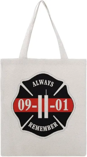 Always Remember 911 Tote Bag Canvas Handbags Large Shoulder Bag Shopping Grocery Bags for Work Travel Shopping