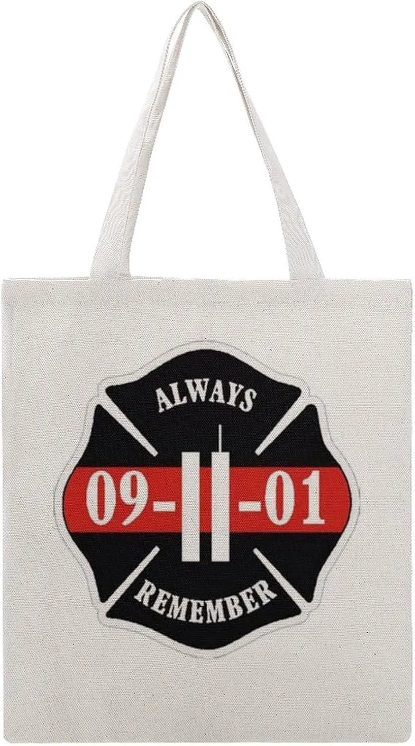 Always Remember 911 Tote Bag Canvas Handbags Large Shoulder Bag Shopping Grocery Bags for Work Travel Shopping