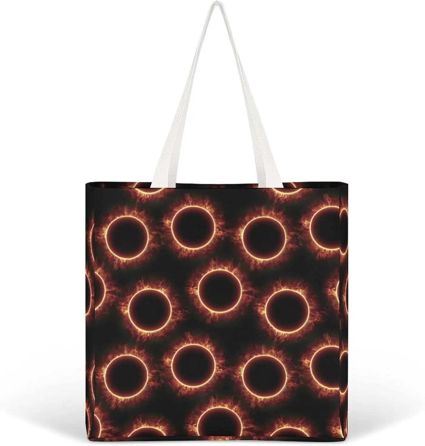 Amazing Solar Eclipse Pattern Canvas Handbags for Women Funny Tote Bag Reusable Shopping Grocery Bag