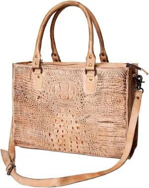 American Darling Crocodile Embossed Genuine Leather Western Briefcase Bag for Women | Handbag Purse | Travel and Work Briefcase