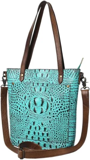 American Darling Tote Crocodile Embossed Genuine Leather Women Bag Western Handbag Purse