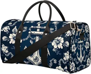 Anchor Flowers Foldable Lightweight Duffle Bag for Travel - Waterproof Carry On Bags for Airplanes, Travel Duffel Bags for Gym, Weekend