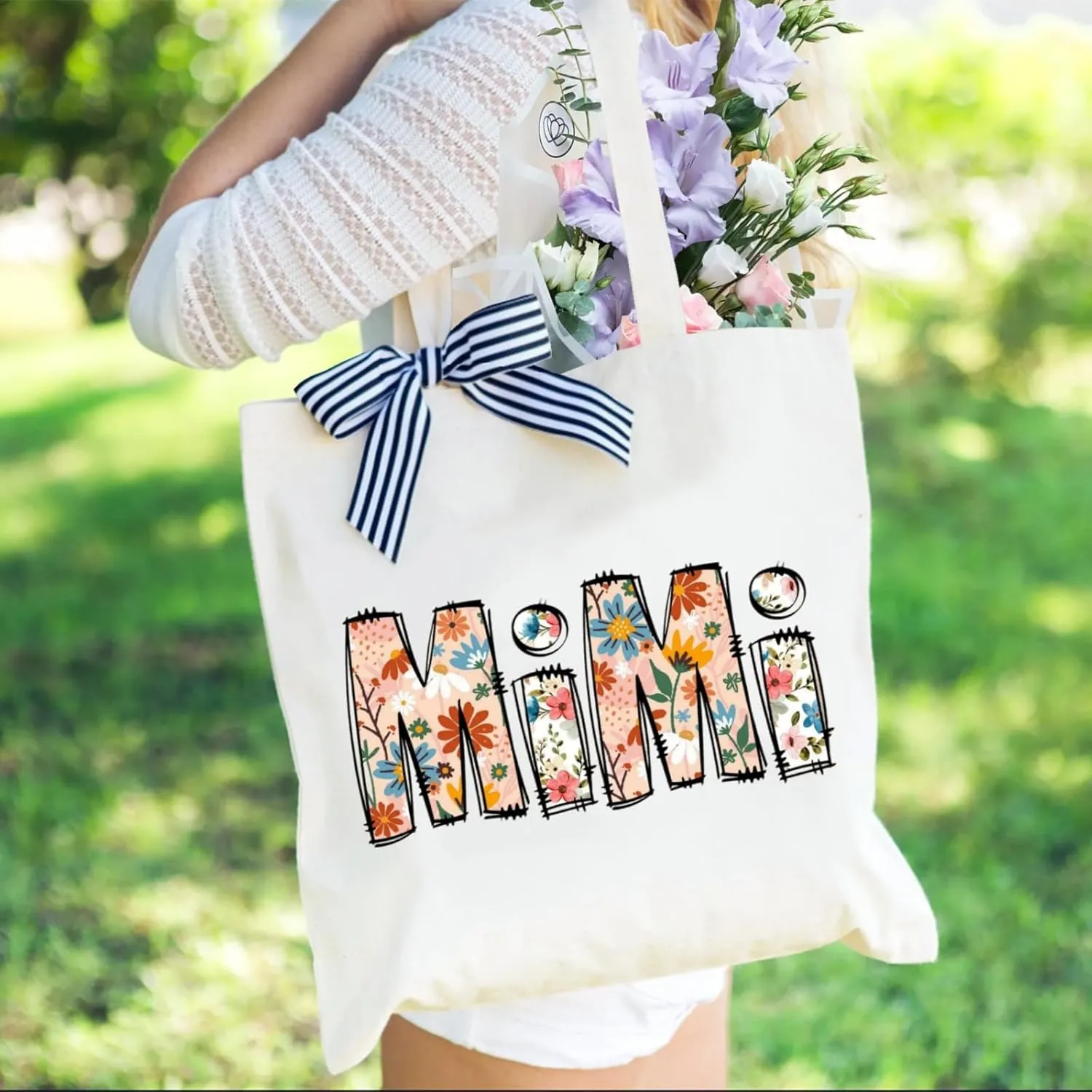 Andeiltech Canvas Tote Bag for Women, Aesthetic Travel Tote Bag Shoulder Reusable Grocery Bags Mom Birthday Gift