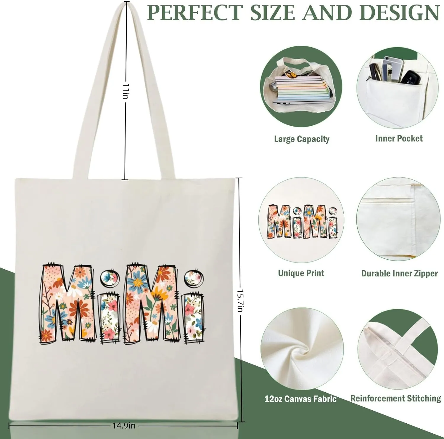 Andeiltech Canvas Tote Bag for Women, Aesthetic Travel Tote Bag Shoulder Reusable Grocery Bags Mom Birthday Gift