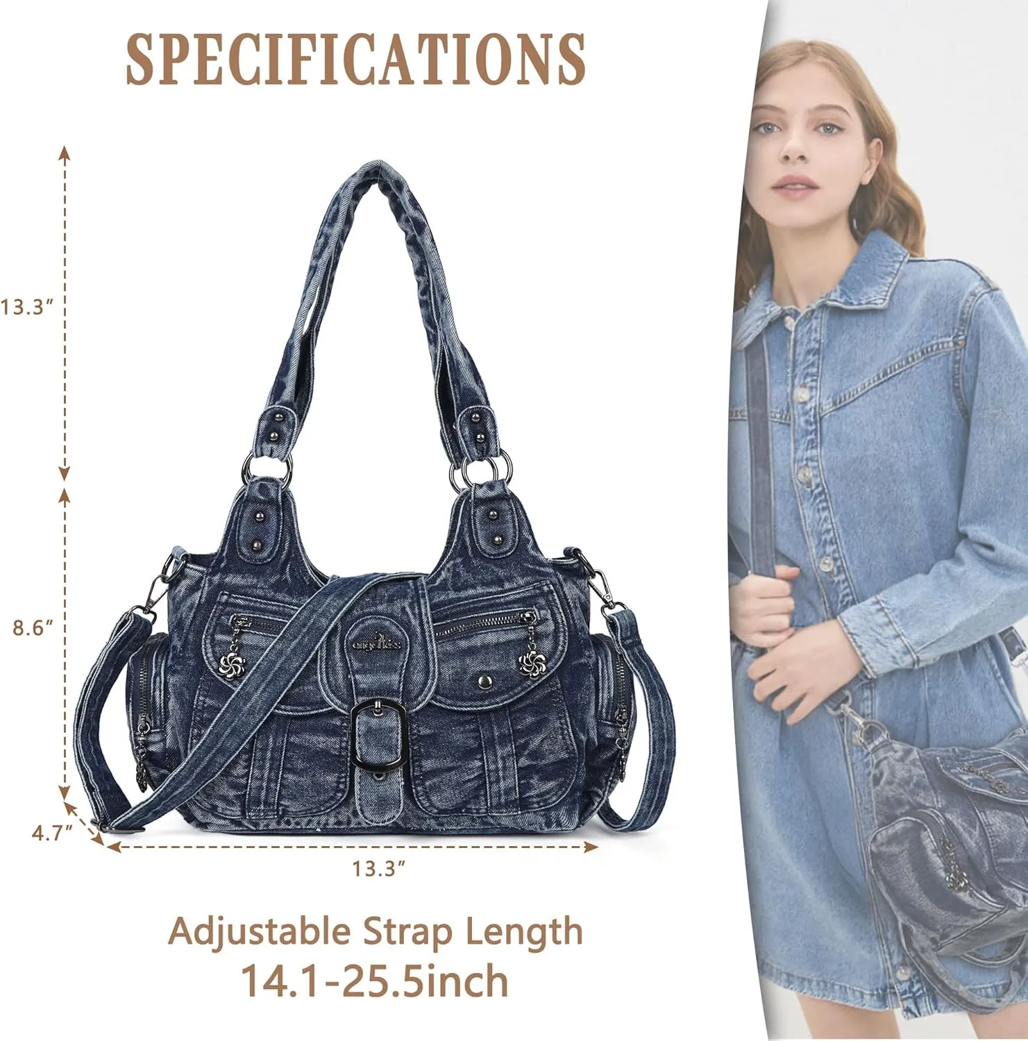Angel Kiss Hobo Bags for Women Vegan Leather Shoulder Purses and Handbags Ladies Roomy Tote Bags Purse with Crossbody Strap