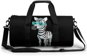 Animal Zebra with Glasses Funny Gym Bag Travel Tote Bag Duffel Bag for Men Women Weekender Sports Vacation