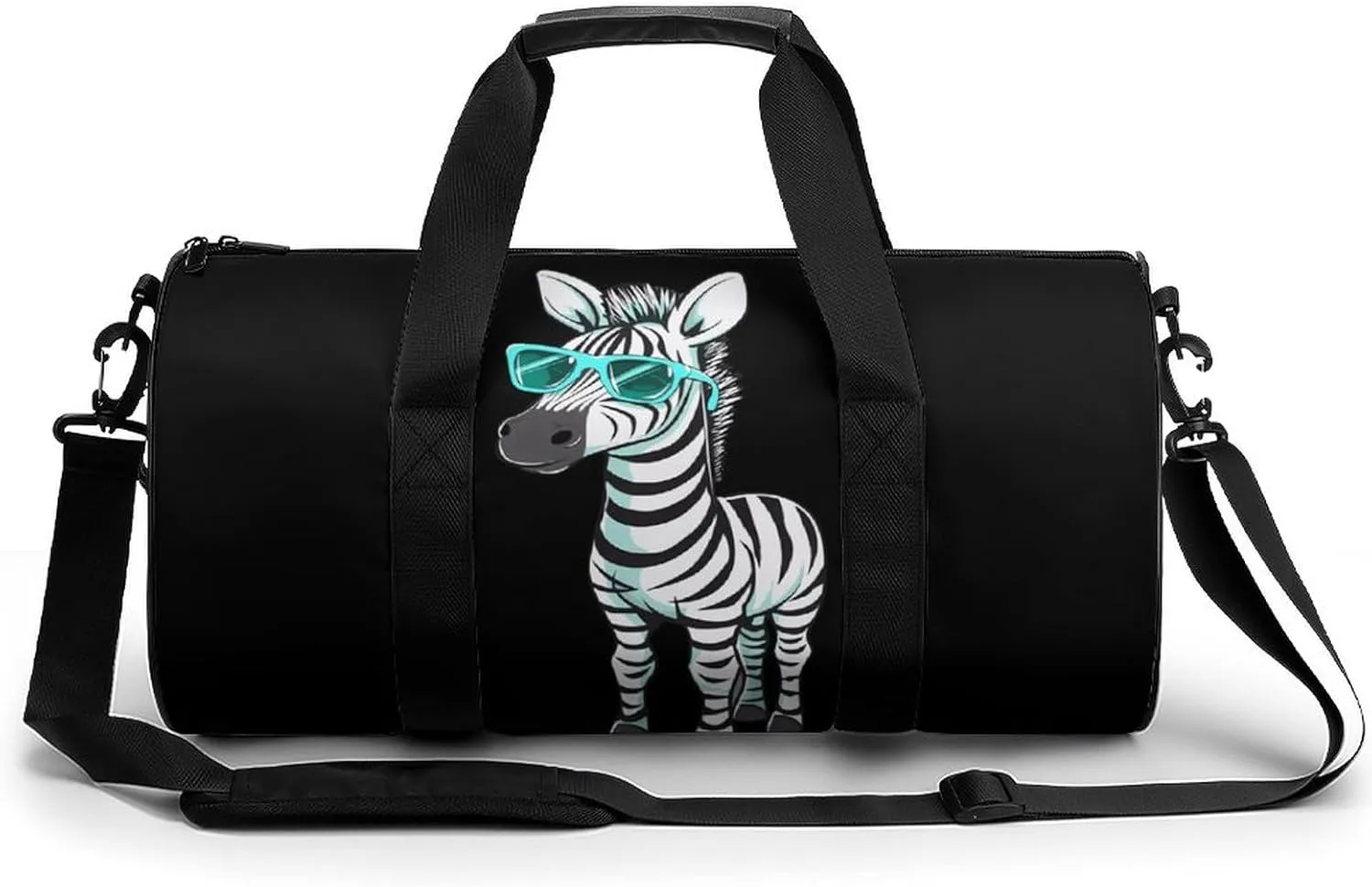 Animal Zebra with Glasses Funny Gym Bag Travel Tote Bag Duffel Bag for Men Women Weekender Sports Vacation