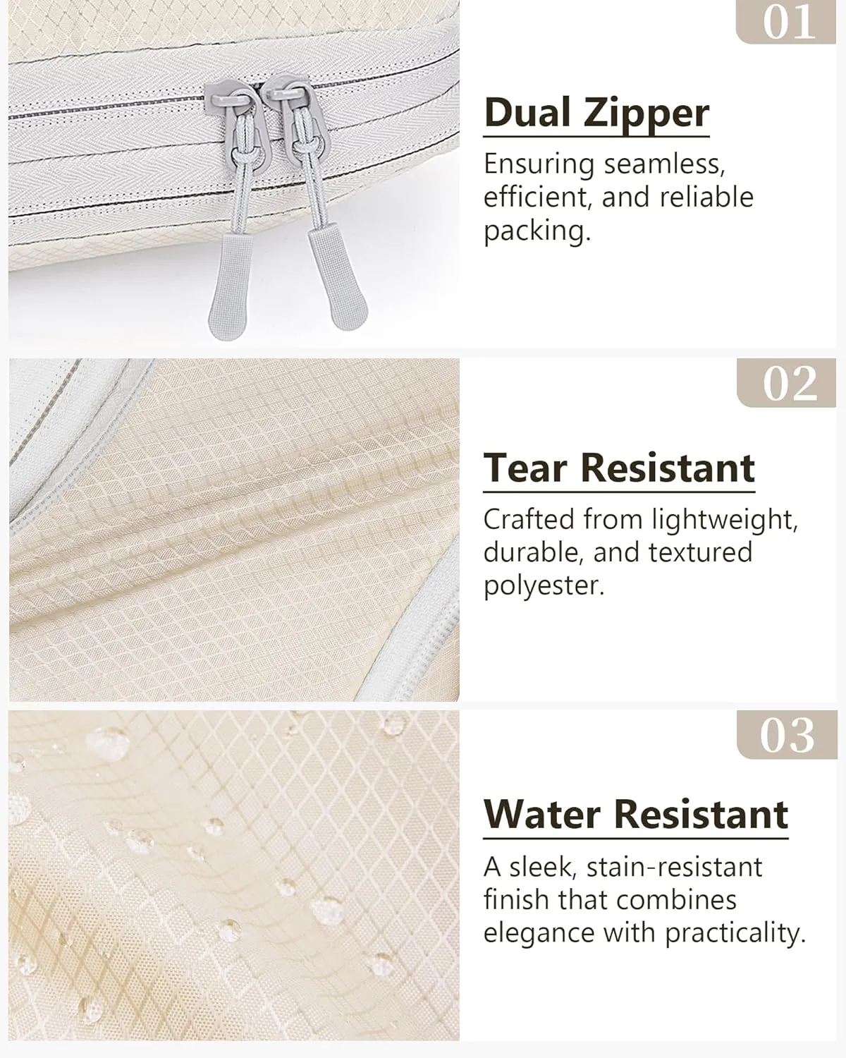 Anjing 8-Set Travel Packing Cubes - Expandable/Compression Bags for Clothes - Ultralight (Beige)