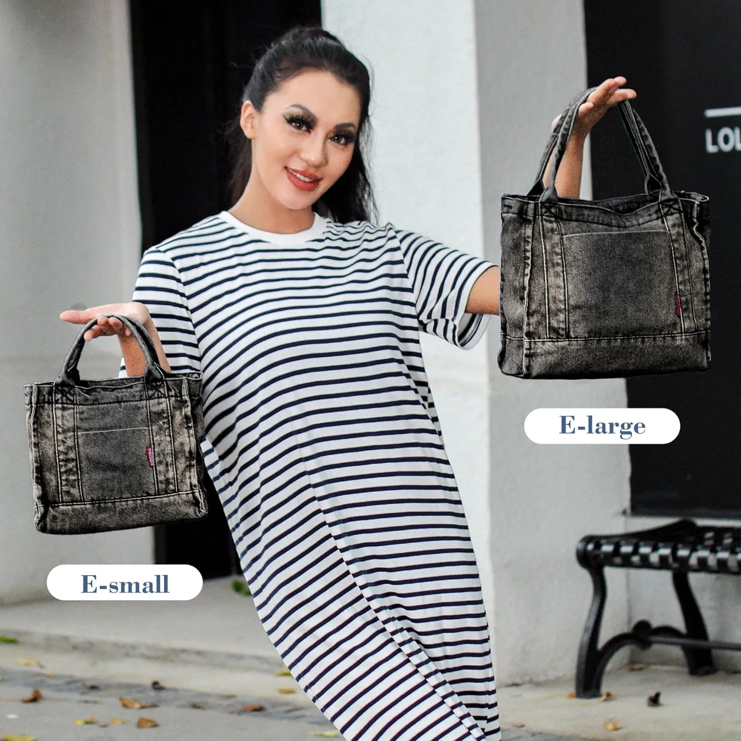 AOCINA Denim Purse Jean Tote Bag for Women Crossbody Shoulder Weekend Bags Denim Purses and Handbags for Women