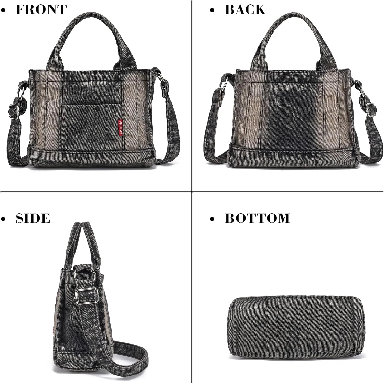 AOCINA Denim Purse Jean Tote Bag for Women Crossbody Shoulder Weekend Bags Denim Purses and Handbags for Women