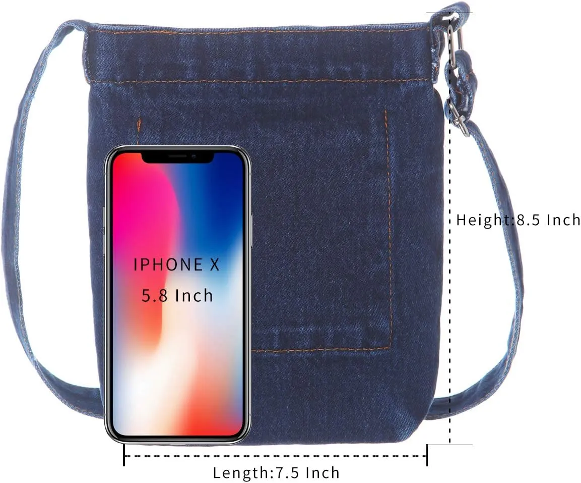 AOCINA Small Denim Purse Blue Jean Purse Shoulder Bag Denim Crossbody Bags for Women