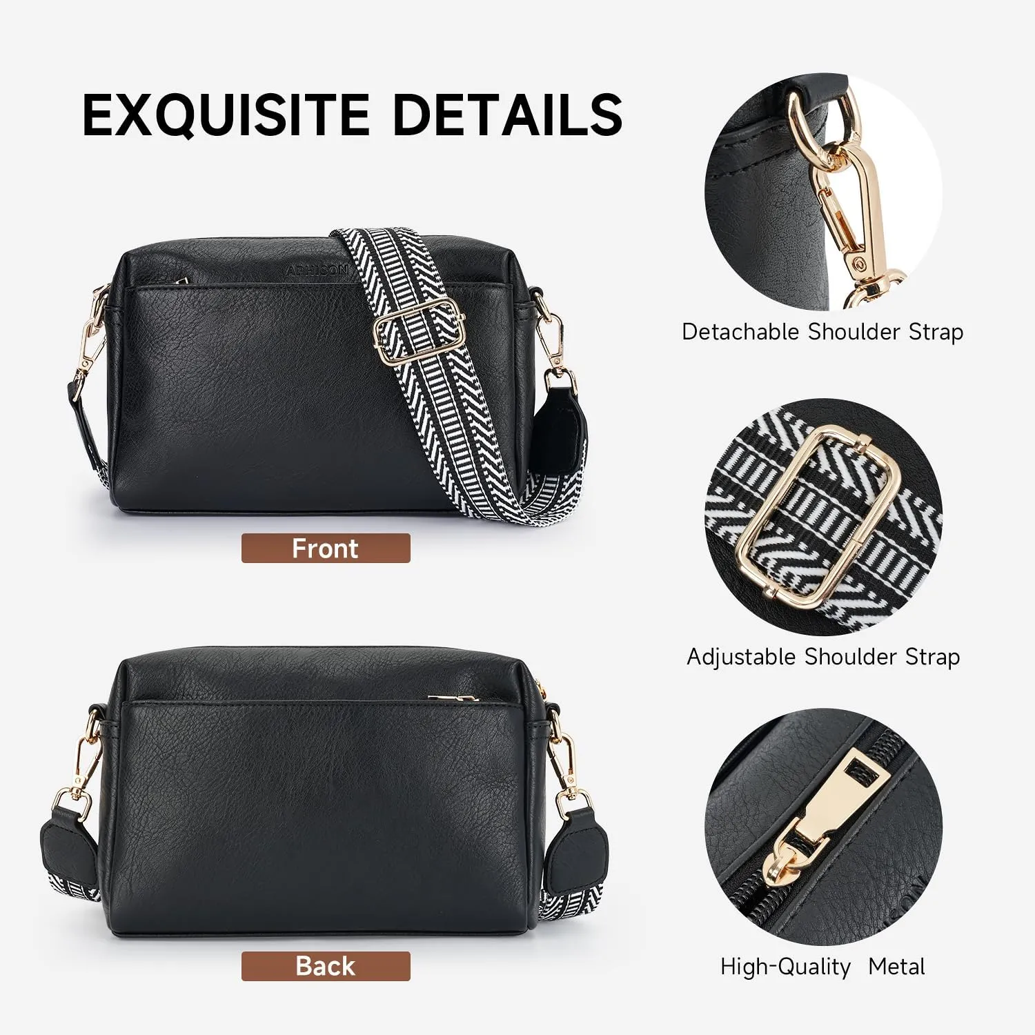 APHISON Small Crossbody Bags for Women, Triple Zip Crossbody Cell Phone Purse Shoulder Handbags with Adjustable Strap