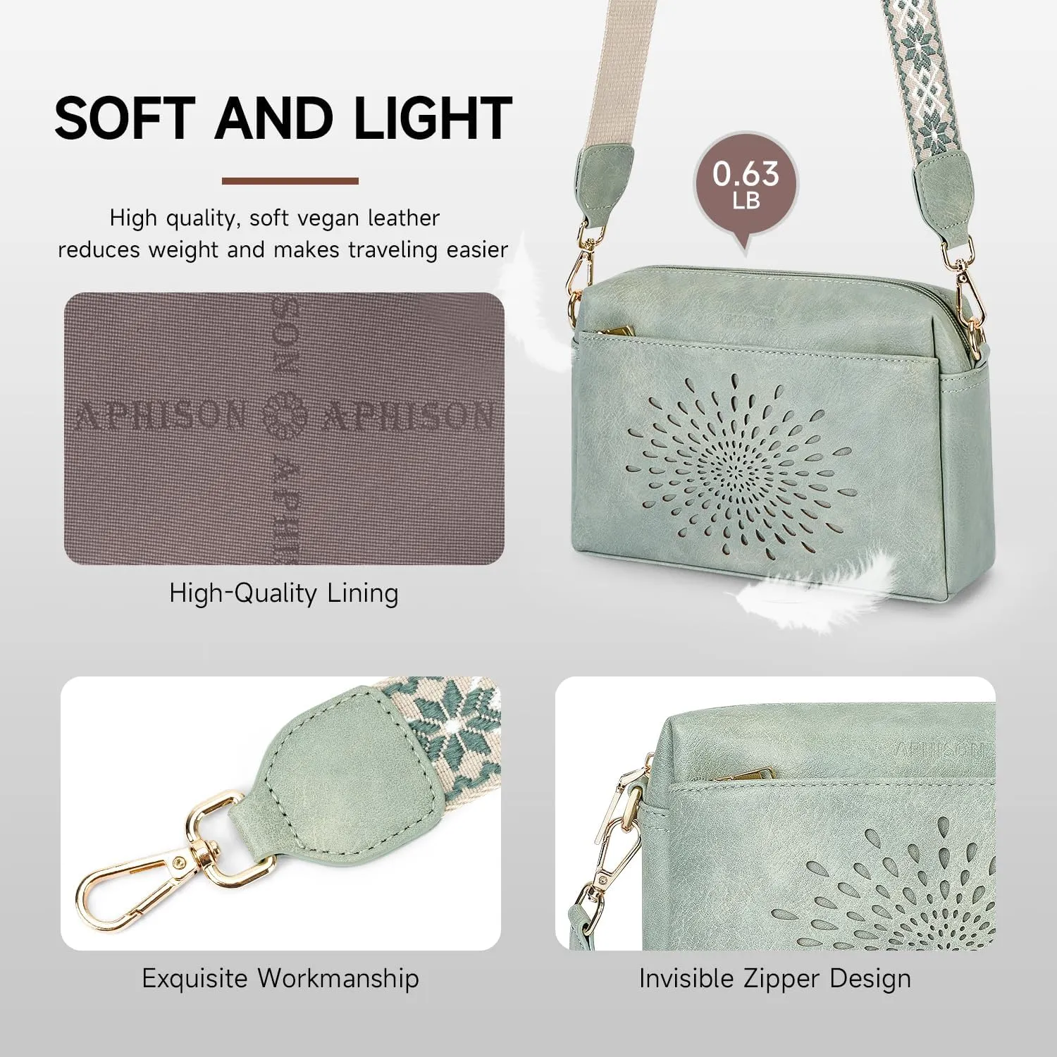 APHISON Small Crossbody Bags for Women, Triple Zip Crossbody Cell Phone Purse Shoulder Handbags with Adjustable Strap