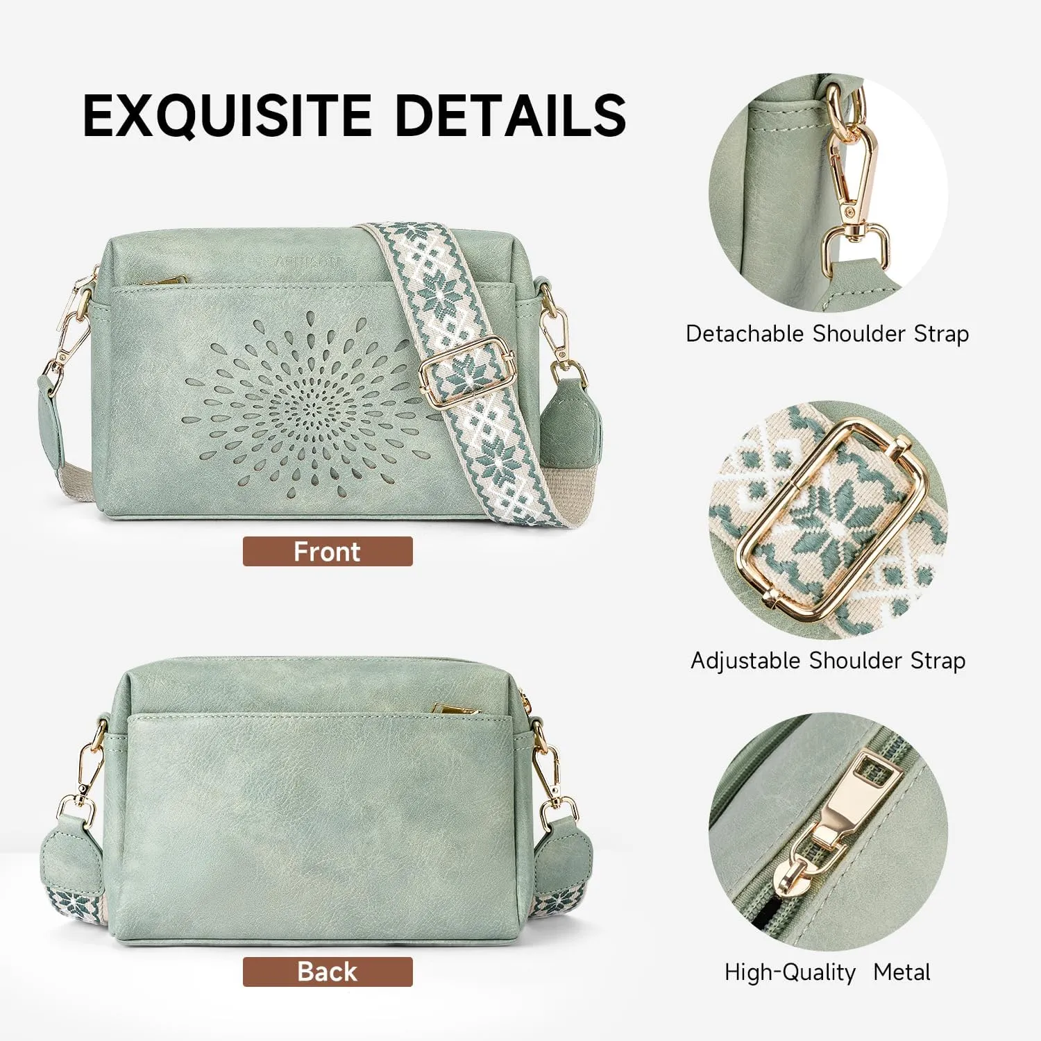 APHISON Small Crossbody Bags for Women, Triple Zip Crossbody Cell Phone Purse Shoulder Handbags with Adjustable Strap
