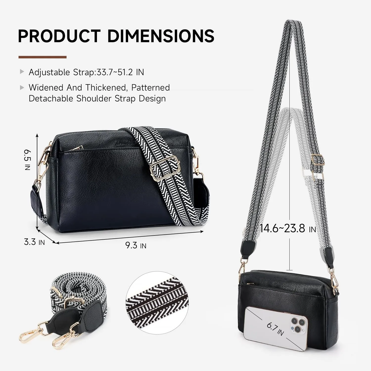 APHISON Small Crossbody Bags for Women, Triple Zip Crossbody Cell Phone Purse Shoulder Handbags with Adjustable Strap
