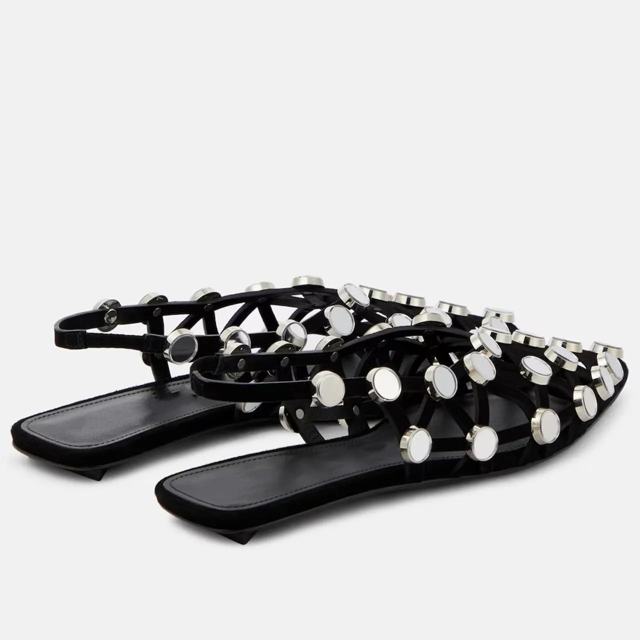 Arqa Velvet Mesh Ballet Flats for Women Riveted Suede Leather Low Heel Shoes Backless Footwear & Ballet Pumps Ladies' Non-Slip Casual Ballet Flats