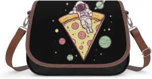 Astronaut Lying On Sausage Pizza Crossbody Bags for Women Shoulder Bag Flap Handbags Leather Cross Body Purse