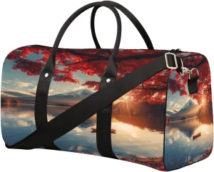 Autumn Mountain Japan Travel Duffel Bag for Women Men Small Sport Gym Bag Waterproof Weekender Overnight Lightweight Carry on Foldable Gym Bag for Training Swim Yoga Traveling Handbag