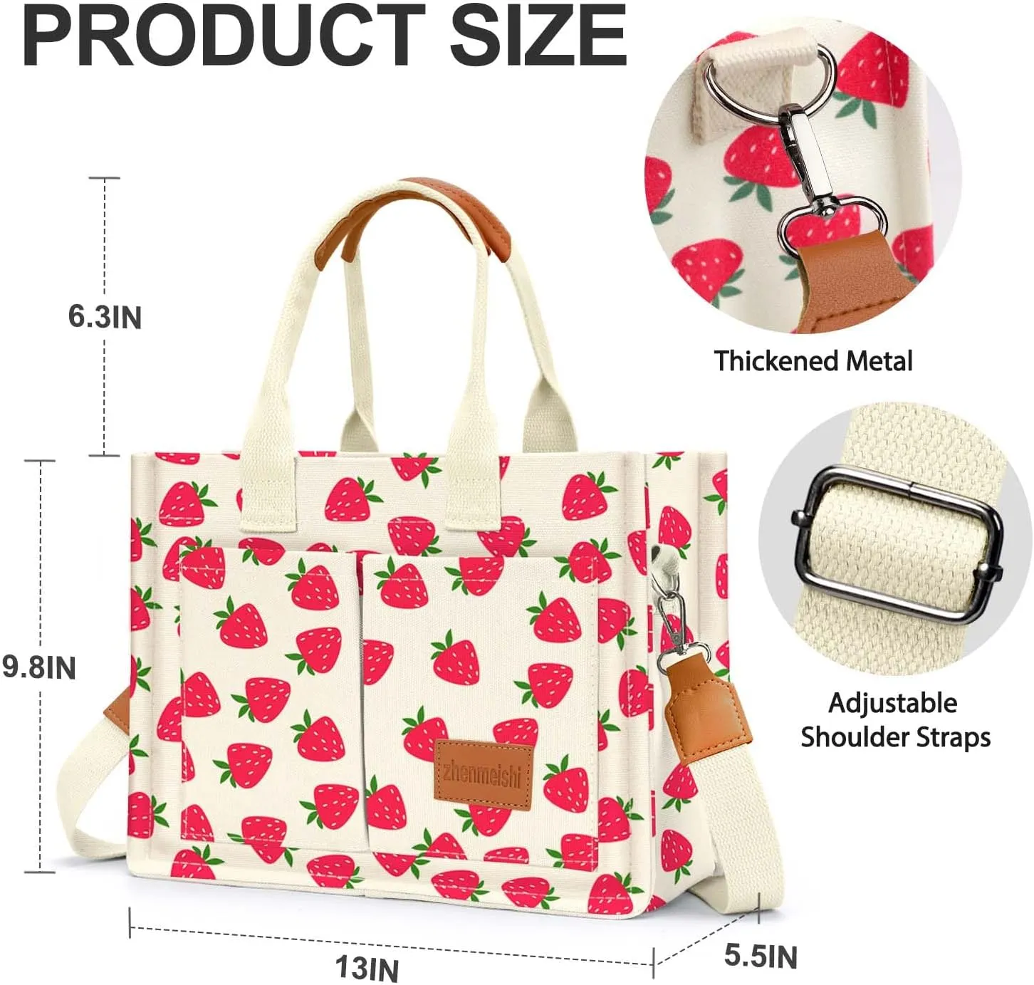 Ayieyill Canvas Tote Bag for Women with Pockets Crossbody Bag Tote Shoulder Handbags Casual Work Bags Everything Tote Bag