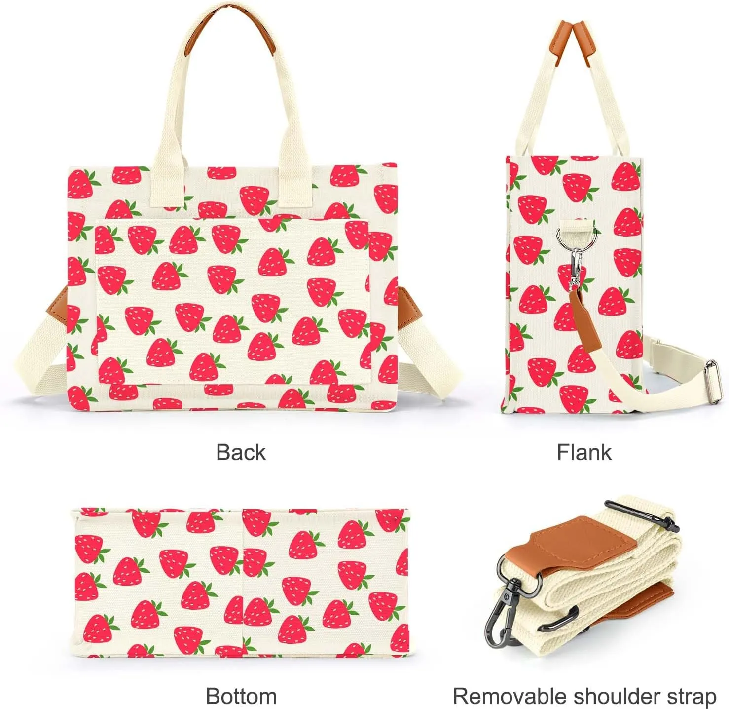 Ayieyill Canvas Tote Bag for Women with Pockets Crossbody Bag Tote Shoulder Handbags Casual Work Bags Everything Tote Bag