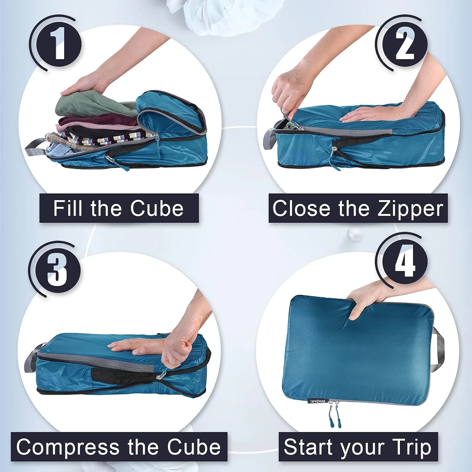 BAGAIL 5 Set/6 Set Ultralight Compression Packing Cubes Travel Accessories Expandable Packing Organizers