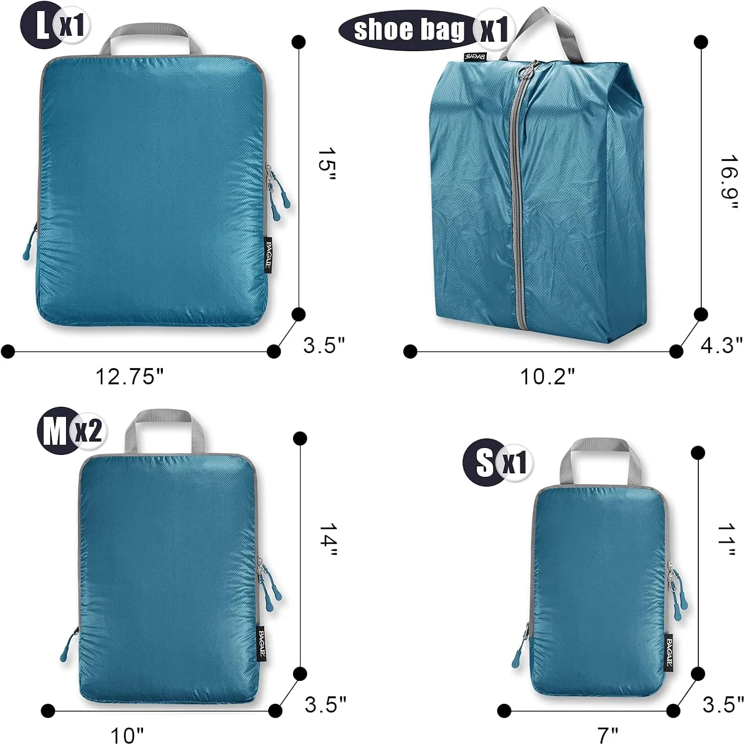BAGAIL 5 Set/6 Set Ultralight Compression Packing Cubes Travel Accessories Expandable Packing Organizers