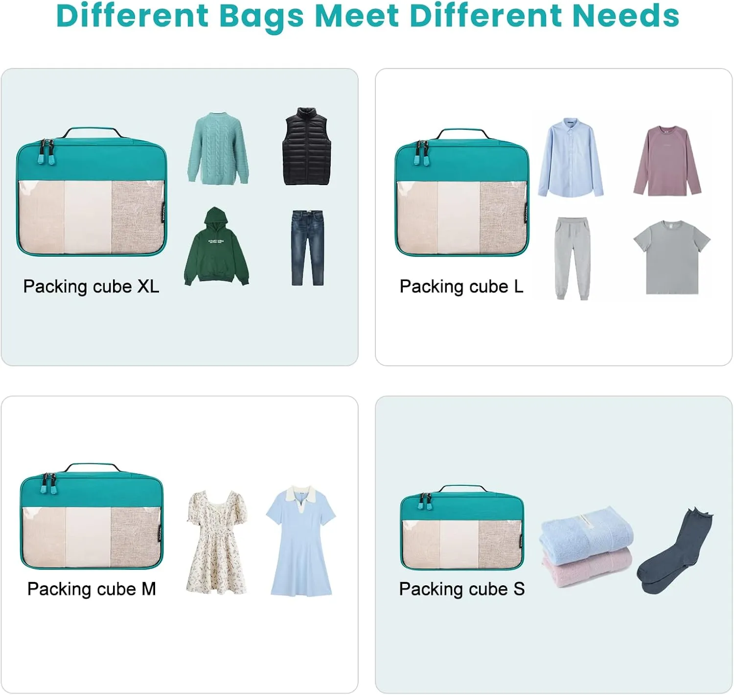 BAGAIL Clear Packing Cubes Packing Organizer for Travel Accessories Luggage suitcase