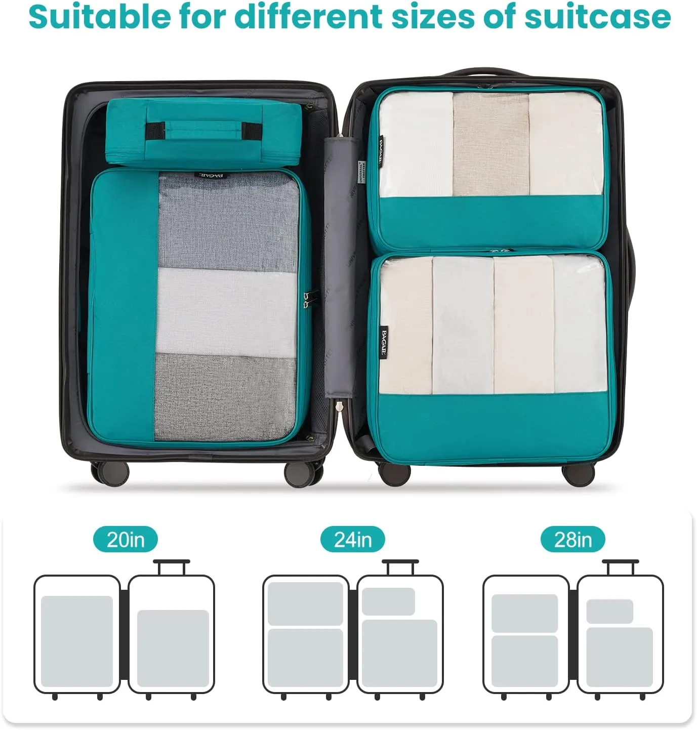 BAGAIL Clear Packing Cubes Packing Organizer for Travel Accessories Luggage suitcase