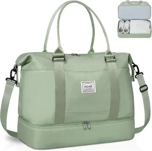 BAGAIL Travel Duffel Bag - Weekender & Overnight Gym Carry On Tote with Wet Pocket - Hospital Mom Bag for Labor and Delivery - Extra Large, Olive Green