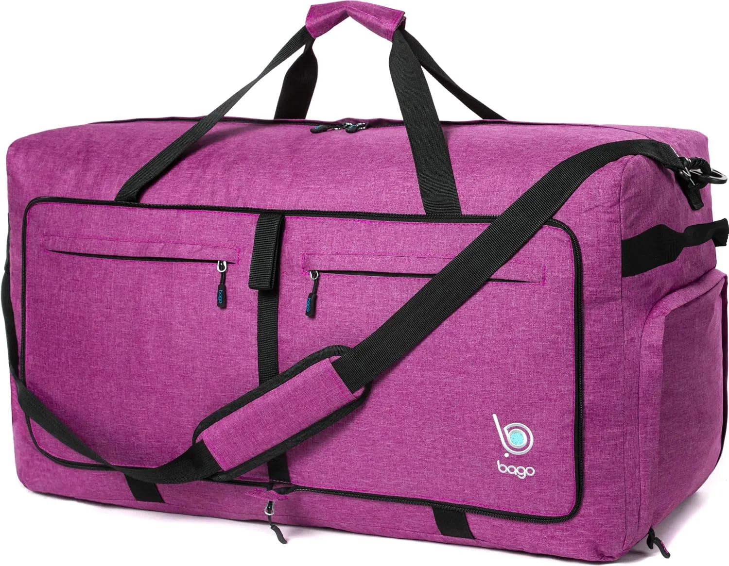 Bago Big XXL Foldable Duffel Bags for Traveling Women & Men - 140L Packable Duffle Bag for Travel with Shoe Compartment - Water Repellant, Heavy Duty, Lightweight Folding & Collapsible (SnowPink)