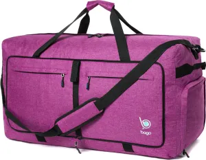 Bago Big XXL Foldable Duffel Bags for Traveling Women & Men - 140L Packable Duffle Bag for Travel with Shoe Compartment - Water Repellant, Heavy Duty, Lightweight Folding & Collapsible (SnowPink)