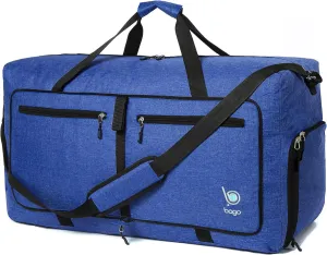 Bago Foldable Duffel Bags for Traveling Women & Men - 60L Medium Packable Duffle Bag for Travel with Shoe Compartment - Water Repellant, Heavy Duty, Lightweight Folding & Collapsible (SnowDepBlue)
