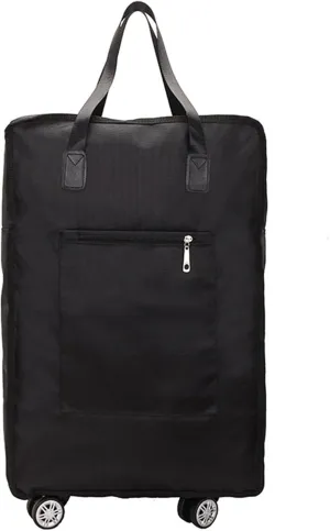 Barsine Expandable Foldable Duffel Bag with Wheels Rolling Duffle Bag Luggage Bag Carry on Bag Lightweight Suitcases,Black