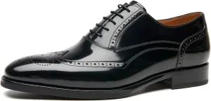 BEAU TODAY Oxfords Dress Shoes for Men Genuine Leather Brogue Oxford Shoes Lace Up Wedding Dress Shoes Mens Formal Business Mens Wingtip Shoes