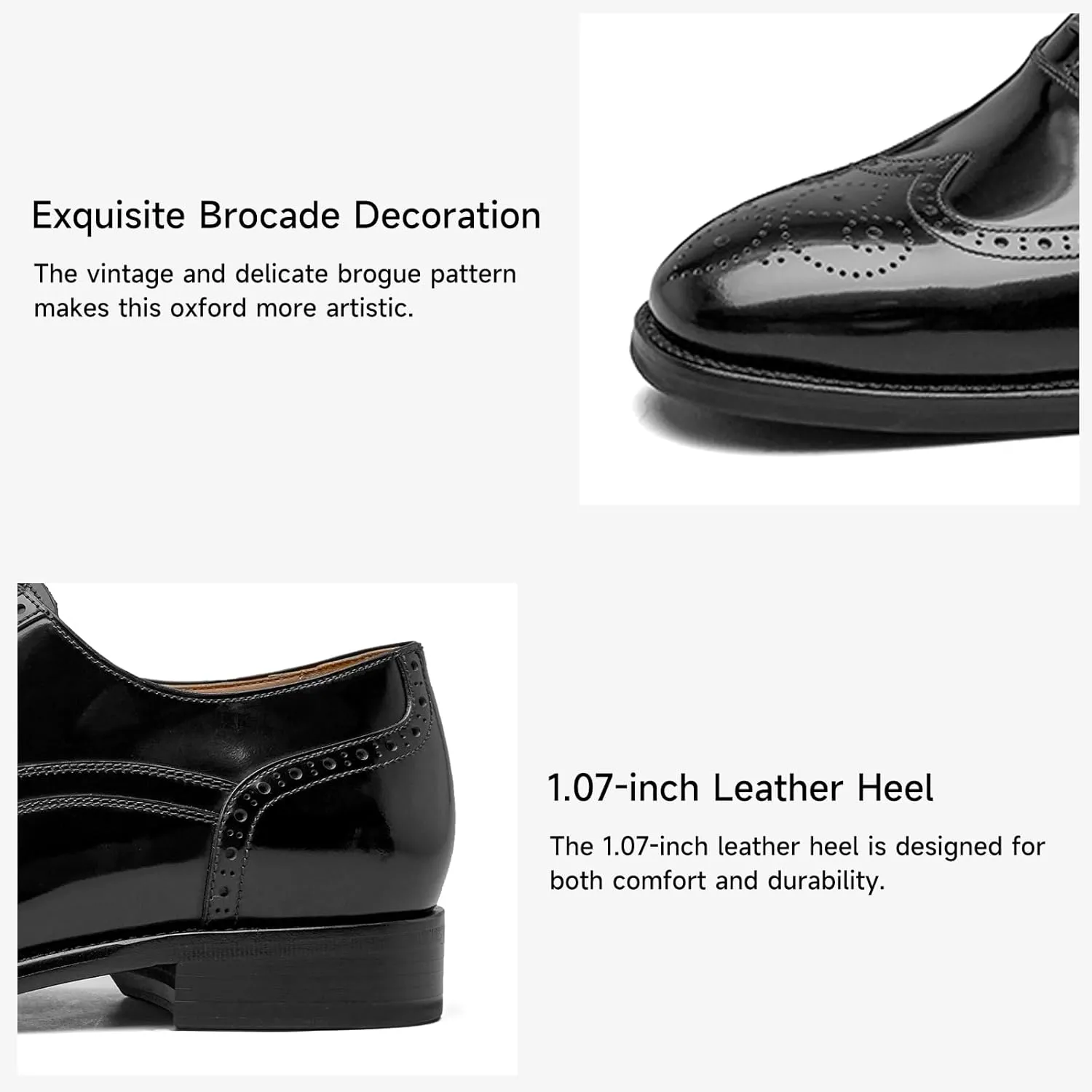 BEAU TODAY Oxfords Dress Shoes for Men Genuine Leather Brogue Oxford Shoes Lace Up Wedding Dress Shoes Mens Formal Business Mens Wingtip Shoes